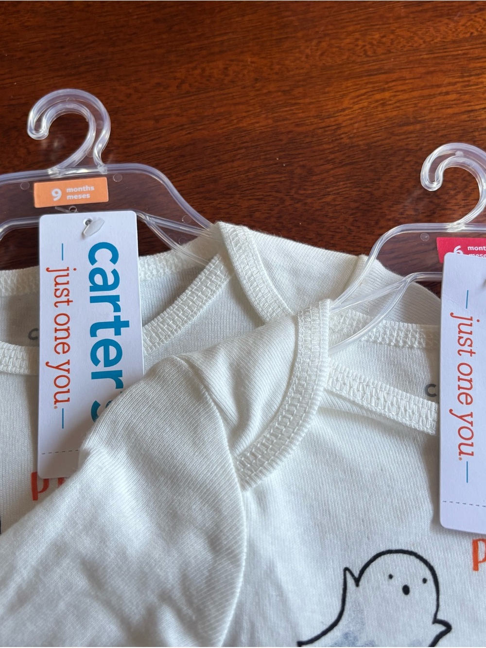 Carter's Cream and Gray Ghost-Print Long-Sleeve One-Piece Set - Picture 4 of 5